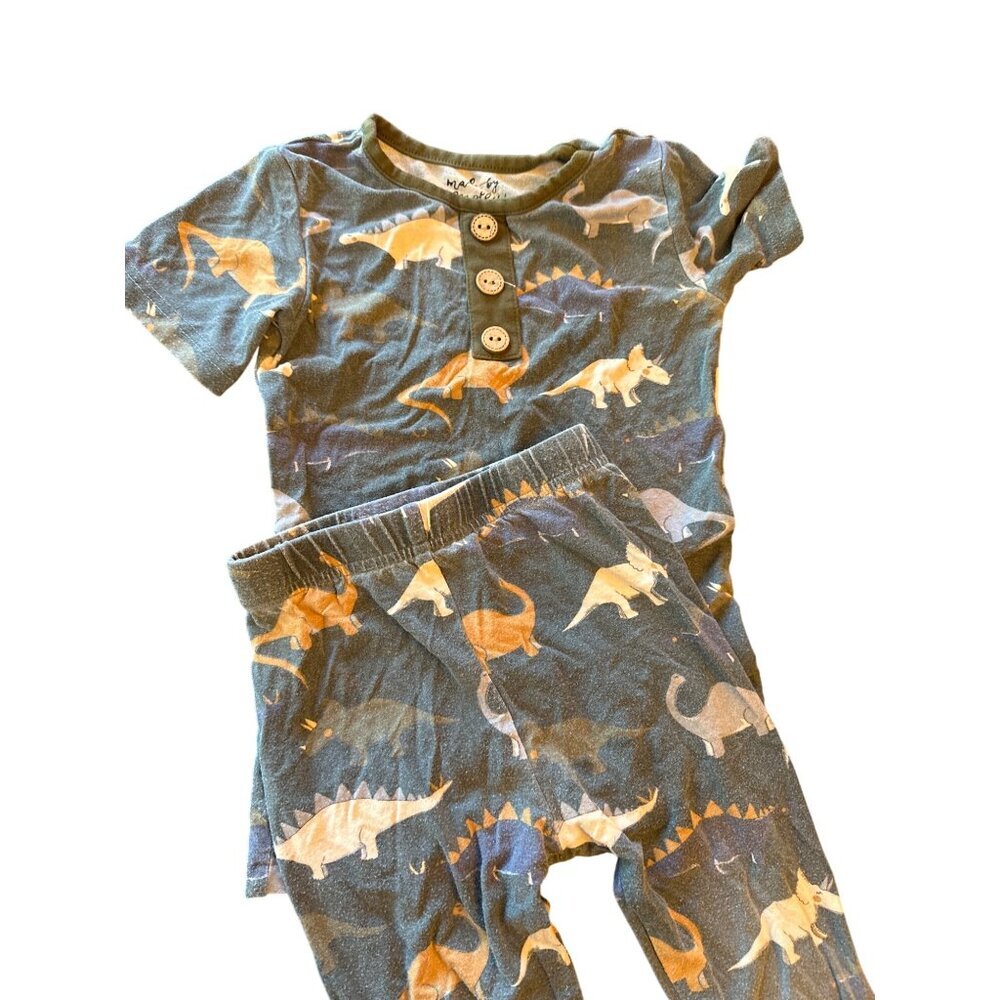 Made By Molly 2T Toddler Pajama Set Patriotic Dogs & Dinosaur Patterns Viscose - Picture 2 of 7